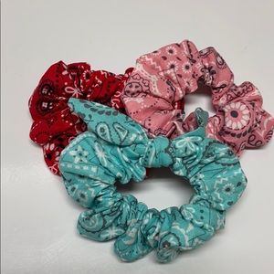 Set of three hand sewn Scrunchies